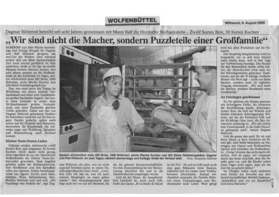 Zeitungsartikel vom August 2000.