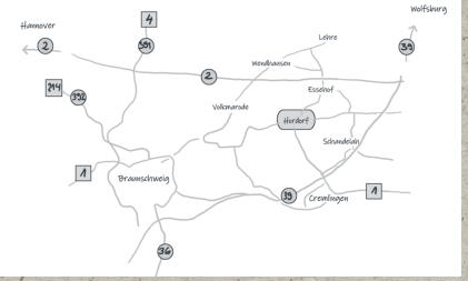 Anfahrt zum Schwalbenhof Hordorf